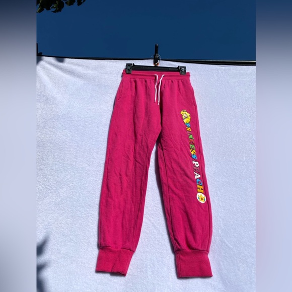 Super Mario Women XS Princess Peach Graphic Print Sweatpants Pink Joggers - Picture 1 of 7